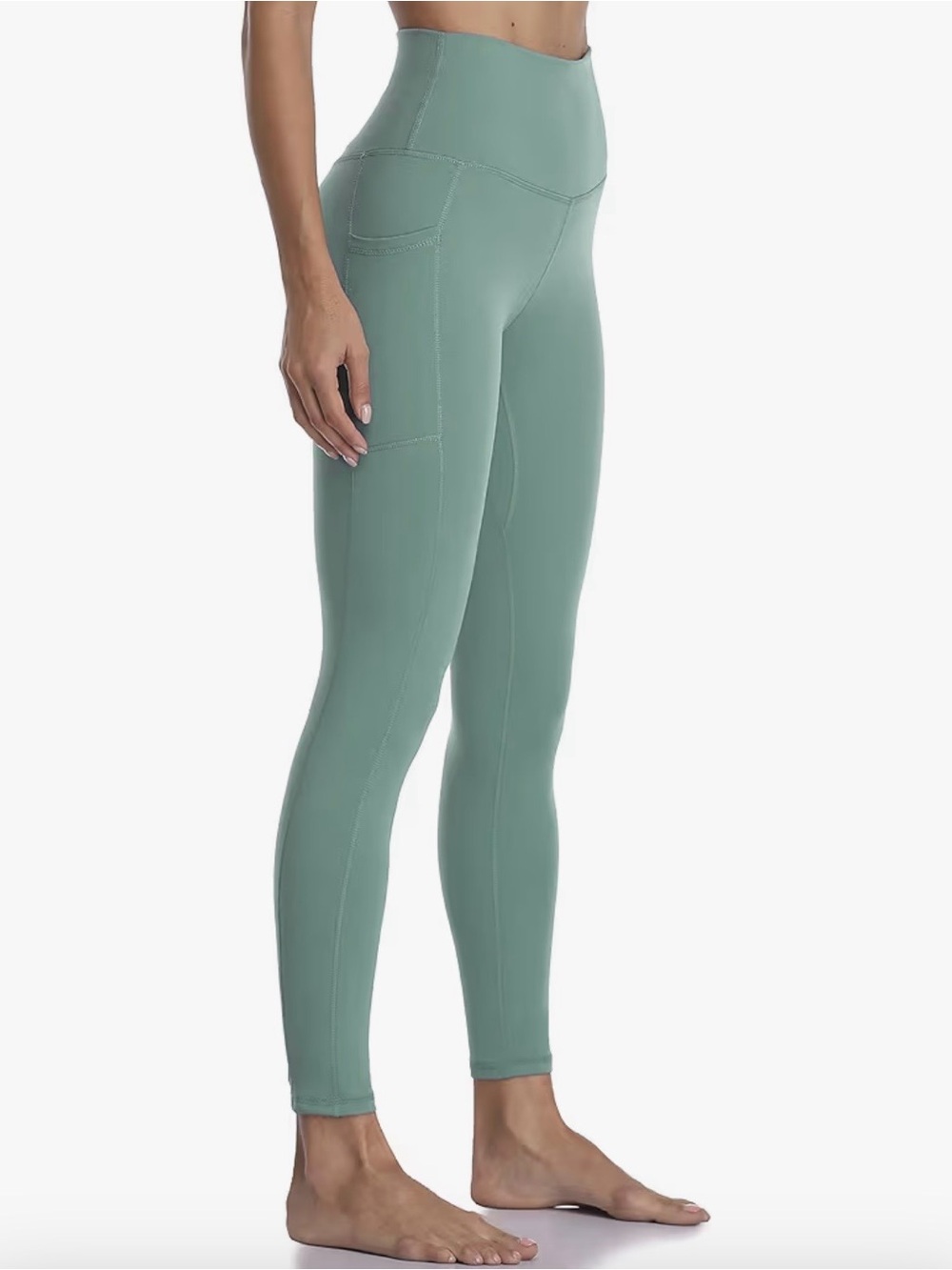 💚 Colorfulkoala Women's Yoga Pants 7/8 Length Leggings Pockets XL smoky green